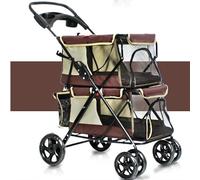 TRgqify-KM Double Layer Pet Stroller Foldable Small Medium Sized Dog Cat Trolley Portable Pet Strollers For Pet Travel Dual Pet Stroller For 2 Small Dogs Or Cats Ventilated And Portable Design(Red)