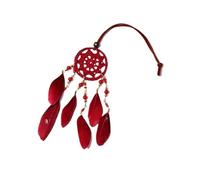 TRgqify-KM Mini Dream Catcher Handcraft Car Pendnat Feather Wind Chimes Girls Room Wall Hanging Home Decoration Keychain Birthday Gifts (Color : Wine Red)