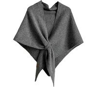 TRgqify-KM Triangle Scarf Women Elegant Solid Color Multifunctional Retro Outdoor Neck Protection Leisure Shawl(Grey)
