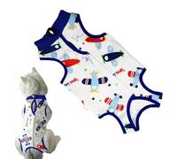 TRHDFW Cat Wound Surgery Recovery Suit for Abdominal Wounds or Skin Diseases, After Surgery Wear, Pajama Suit, E-Collar Alternative for Cats (M, Aircraft Pattern)