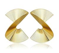 TRHDFW Gold Statement Earrings for Women Girls Exaggerated Geometric Earrings Irregular Punk Stylish Large Gold Drop Dangle Earrings Sectored Twisted Rectangle Leaf Flower Chunky Earrings Jewelry