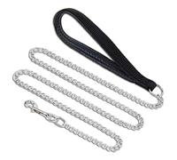 TRHDFW Gothic leather leash Dog leash Dog leash Pet leash can be twisted to prevent loss of strong white chain rope