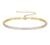TRHDFW Rhinestone anklet women Europe and the United States popular single row full of diamond electroplated gold tennis chain hipster jewelry