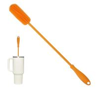 TRHDFW Silicone Bottle Cleaning Brush with Long Handle, Water Bottle Cleaner for Hydro Flask, Glass, Thermos Sports Bottle, Vase, Glassware, Small Narrow Neck containers(Orange)