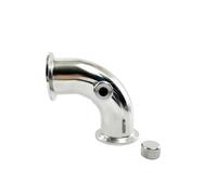 Tri-Clamp Stainless Steel 304 Fitting, OD64mm Flange Sanitary 90-Degree Pipe with Middle Nipple 2 Inch (51mm)(White)
