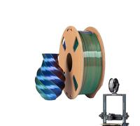 Tri-Color 3D Printing Filament - 1.75mm PLA Spool, Portable Filament Pack | Red, Blue, Green, Copper, Purple, Gold Tones, High Accuracy +/- 0.03Cm, 60-70°C Heated Bed, 3D Printing Pins, Accessories,