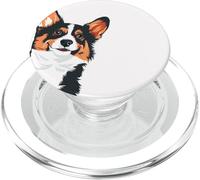 Tri Color Corgi Peeking Around Corner Dog Lovers PopSockets PopGrip for MagSafe