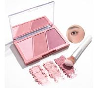 Tri Color Matte Blush Palette - Soft Buildable Powder for Cheeks with Natural Flush Effect, Fine Texture with Minimal Fallout, Long Lasting Cheek Makeup for Daily Looks (1#Rosewood Blush Trio)