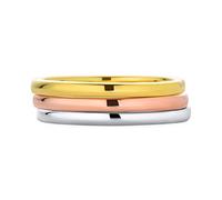 Tri Color Simple Stacking Couples Polished Three Triple Wedding Band Ring Set For Women Men Yellow Rose Gold Plated .925 Sterling Silver