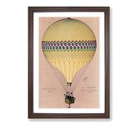 Tri-Colour Hot Air Balloon in Paris Framed Print | A2 Walnut Framed Wall Art | Ready to Hang | Modern Nature Picture | Living Room Bedroom Lounge Office