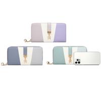 Tri-Colour Women PU Leather Purse: Light Blue / One