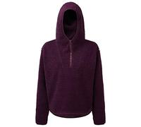 Tri Dri Womens/Ladies Sherpa Fleece Quarter Zip Hoodie (S-M) (Mulberry Red)