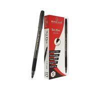 Tri Flex Ballpoint Pens, BLACK, Medium Point (1.0mm), Pack of 10, Triangular Rubber Grip, Smooth Ball Pens, Perfect for School Office Home Business Hospital Use, iZOFAX