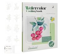 Tri-fold Brochure Watercolor Workbooks, Plants Watercolour Workbook with Coloring Cards & Paint Brush, 8 Patterns Watercolour Workbooks Art & Crafts Painting Supplies Gifts for Beginners Adults Kids