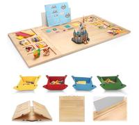 Tri-fold Building Tray for Lego with 4 Bricks Sorting Trays, Wood | for Adults & Teens, Portable Folding Activity Station for Construction & Storage