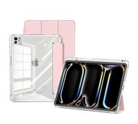 Tri-fold Hard Transparency Acrylic Case Suitable For Apple iPad Pro 11/iPad Pro 13 2024 Four Corner Airbag Drop Sleeve Cover(Pink,For IPad Pro 11inch M4)