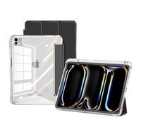 Tri-fold Hard Transparency Acrylic Case Suitable For Apple iPad Pro 11/iPad Pro 13 2024 Four Corner Airbag Drop Sleeve Cover(Black,For IPad Pro 13inch M4)