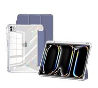 Tri-fold Hard Transparency Acrylic Case Suitable For Apple iPad Pro 11/iPad Pro 13 2024 Four Corner Airbag Drop Sleeve Cover(Purple,For IPad Pro 13inch M4)