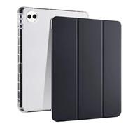 Tri-fold Leather Case Suitable For Huawei MatePad Pro 12.2inch MRO-W00/W10 2024 With Pen Holder Clear Soft Back Stand Cover(Black)