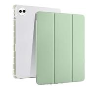 Tri-fold Leather Case Suitable For Huawei MatePad Pro 12.2inch MRO-W00/W10 2024 With Pen Holder Clear Soft Back Stand Cover(Matcha Green)