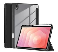 Tri-Fold Magnetic Stand Smart Case Suitable For Samsung Galaxy Tab S11 11inch 2025 With Pen Holder Acrylic Clear Back Cover(Black)