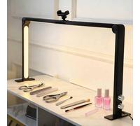 Tri-fold Nail Tech Lamp for Desk, Lash Arc Light, LED Manicure Light with Phone Stand, 34.84", 3000K-6000K, Adjustable Makeup Desk Lamp for Manicure Lash Extension Tattoo Beauty(Black)