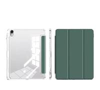 Tri-fold PU Leather Tablet Case Suitable For Huawei Matepad Pro 11 2024/2022 Hard Clear Acrylic With Pen slot Stand Cover(Dark green,Matepad Pro 11 2024)