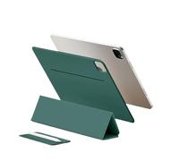 Tri-fold Smart Stand Case Suitable For Apple iPad Pro 11 M4 2024 Magnetic Back Plate Detachable Buckle PU Leather Cover(Dark Green)