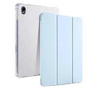 Tri-fold Tablet Flip Stand Case Suitable For Huawei MatePad SE 11 AGS6-W00/W09 2024 With Pen Holder Clear TPU Back Cover(Sky Blue)