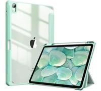 Tri-Folding Stand Case Suitable For Apple iPad Pro 11/13 M4 2024 Transparent Acrylic Back Shockproof Cover with Pen Holder(Light green,For iPad Pro 13 M4 2024)