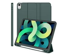 Tri-Folding Stand Tablet Case Suitable For Apple iPad Pro 11/13 M4 2024 Soft TPU Silicone Back Shell With Pen Slot Cover(Dark Green,For ipad Pro 13 M4)