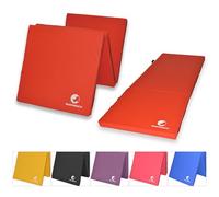 Tri Folding Yoga Mat | Non-Slip Exercise Mat | Gymnastics Exercise Mats 6ft Long 2ft Wide | Extra Thick Yoga Mat | Tumbling Mat for Protection against Hard Floors (Red)