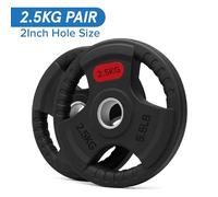 Tri Grip Weight Plates Cast Iron Rubber Coated Weights Sets & Pairs (1.25kg-25kg) for Home Gym Strength Training, Weight Lifting & Muscle Building for Men & Women (Without Barbell, 2.5kg Pair)