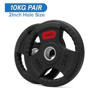 Tri Grip Weight Plates Cast Iron Rubber Coated Weights Sets & Pairs (1.25kg-25kg) for Home Gym Strength Training, Weight Lifting & Muscle Building for Men & Women (Without Barbell, 10kg Pair)