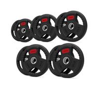 Tri-Grip Weight Plates Set - Rubber-Coated Gym Plates with Easy Grip, Noise-Reducing, Durable Cast Iron, Strength Training for Home Gym, Optional Rack (Without Rack, 150Kg Set)