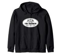 TRI HARDER - Motivational Triathlon Endurance Triathlete Zip Hoodie