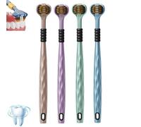 Tri-Head Multi-Angle Cleaning Toothbrushs, 3 Sided Toothbrush Extra Soft Toothbrushes, Soft Bristle Toothbrush for Comprehensive Care of Teeth and Gums, Suitable for Adults and Youth (4Pcs)