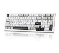 Tri-Mode Mechanical Keyboard BT5.0/2.4GHz/USB-C, Multi-Color LED with 18+ Modes, Hot-Swappable, Red Creamy Switches, Gaming Keyboard for PC/Mac (Black White)