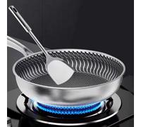 Tri Ply 316 Stainless Steel Honeycomb Frying Pan Nonstick Wok For All Stovetops