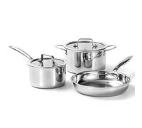 Tri-Ply Stainless Steel Cookware Set, 3-Piece with Casserole, Milk Pot, Frying Pan, Induction Compatible