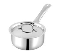 Tri-Ply Stainless Steel Sauce Pan with Stainless Steel lid, 2.5mm Thick, Silver (Gas and Induction Friendly) (18 cm with S.S. Lid)