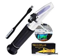 Tri-Scale Salinity,Brix,Density 1.000~1.070g/cm3 Refractometer ATC Optics, 0-10% Brix,0-100 PPT Salinity CNC Cutting Liquid for Salt Sea Water Aquarium Tank Marine Industry w/LED Light + Pipettes