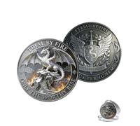 Trial by Fire - Dragon Ascension Commemorative Coin, Double Sided Collectible with Dragon Shield Flame Ascent Design, Motivational Fantasy Gift for Dragon Lore Enthusiasts (1PC)