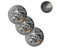 Trial by Fire - Dragon Ascension Commemorative Coin, Double Sided Collectible with Dragon Shield Flame Ascent Design, Motivational Fantasy Gift for Dragon Lore Enthusiasts (3PCS)