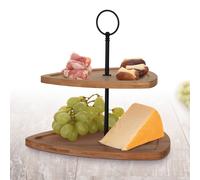(Triangle) 2 Tier Wooden Serving Display Cake Food Tray