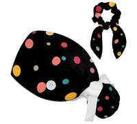 Triangle Abstract Orange Scrub Caps for Women with Ponytail Pouch Adjustable Elastic Bandage Tie Back Hat One Size, Multicoloured 33, S/XXL