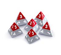 Modiphius Entertainment: Triangle Agency Dice Set (6d4) - 6 Piece, Red & Grey Resin Pyramid Die, Expansion RPG Accessory Pack, Roleplaying Game