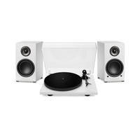 Triangle AIO Twin Active Speakers with Lunar 1 Manual Turntable White