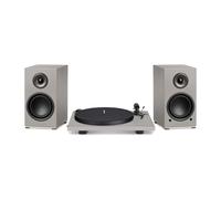 Triangle AIO Twin Active Speakers with Triangle Turntable Linen Grey
