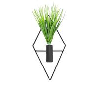 Triangle and Rhombus Shapes Metal Hanging Planters Vase with Artificial Aquatic Plants Geometric Wall Decor Indoor Plants Holder for Home Living Room Porch Office (1PCS, Black)